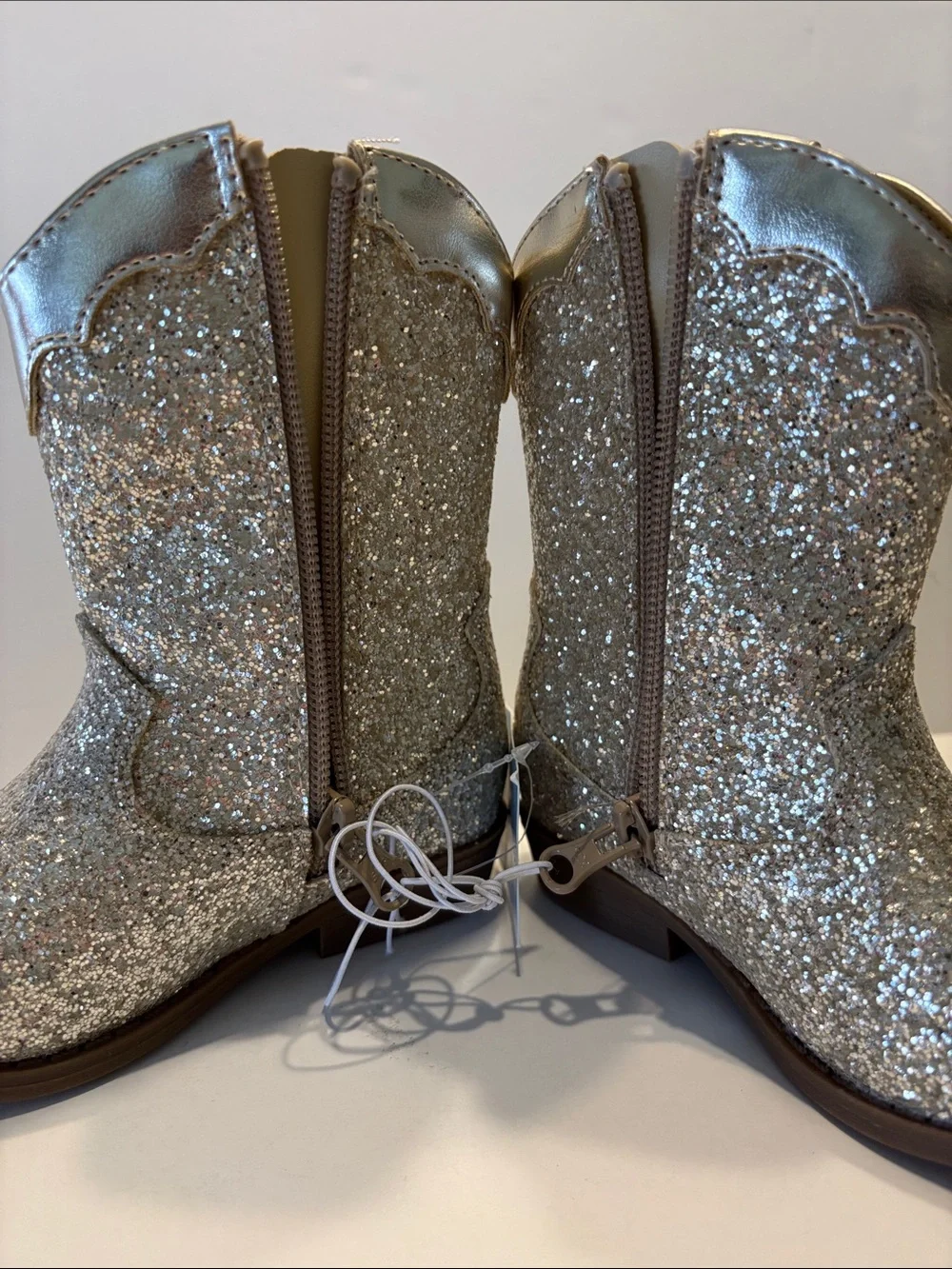 Cat & Jack Toddler Gold Glitter Dallas Cowboy Boot with Pink Accents